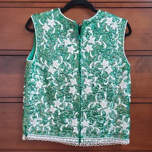 Vintage Sequin and Beaded Top Size L - Picture 5 of 14